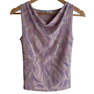 Vintage 90s Y2K Sparkly Sleeveless Top XS/S Purple Cowl Cocktail Feminine VGUC